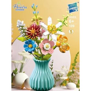 Wizardi Flower Bouquet in Vase Building Brick Kit F07M9-5(109