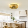 Ludomide 20’’ Rattan Flush Mount Ceiling Fan with Lights and Remote, Boho Woven Drum Ceiling Fan Light Fixture for Kitchen, Flower Shaped - 2 of 4