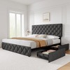 Whizmax King size Bed Frame with 4 Storage Drawers and Headboard, Linen Upholstered Bed Frame with Wooden Slats Support,  No Box Spring Needed - 3 of 4