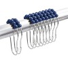 Home Mart Goods Navy Blue Fabric Textured Glam luxury Shower Curtain With 12 Metal Roller Ball Hooks - 72" x 72" - 2 of 3