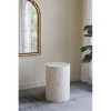 HDZNVF 14x14x20 inch Decorative Drum End Table with Gold and White Design - 2 of 4