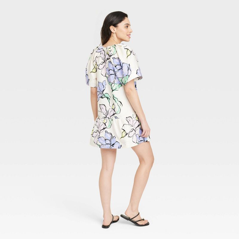 Women's Flutter Short Sleeve Mini Poplin Dress - A New Day™, 3 of 12