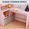 Kids Study Table and Chair Set, Kids Corner Desk with Open Storage, Pen Holders, Cloth Drawers & Cork Board for Boys and Girls Ages 3-8 - 4 of 4