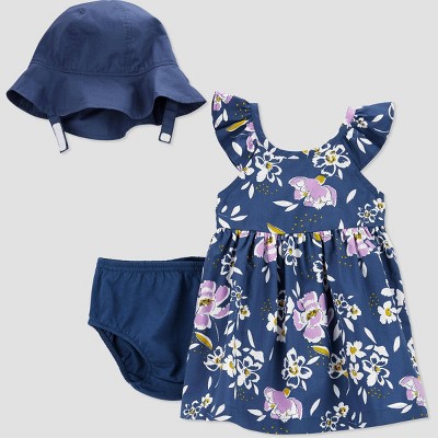 Image of Carter's Just One You®️ Baby Girls' Floral Top & Bottom Set - Navy Blue 3M