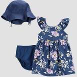 Carter's Just One You®️ Baby Girls' Floral Top & Bottom Set - Navy Blue 3M