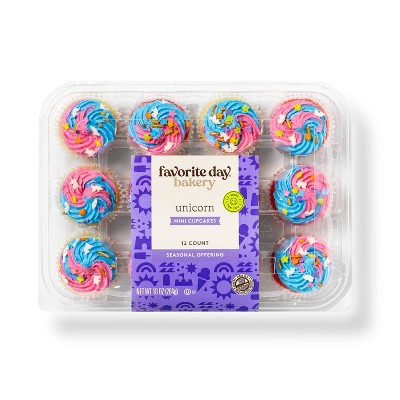 Unicorn Vanilla Mini Cupcakes - 10oz/12ct - Favorite Day™