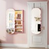 Fredees Jewelry Armoires with LED Lights, Hanging Lockable Wavy Mirror Cabinet & Jewelry Organizer, Frameless Mirror with Storage - 3 of 4