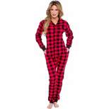Silver Lilly Slim Fit Women's "Oh Deer" Buffalo Plaid One Piece Pajama Union Suit with Functional Panel