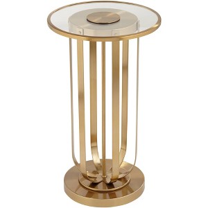 Studio 55D Blaine Modern Glam Luxe Metal Round Accent Table 14" Wide Gold Tempered Glass Tabletop for Living Room Bedroom Bedside Entryway Home Office - 1 of 4