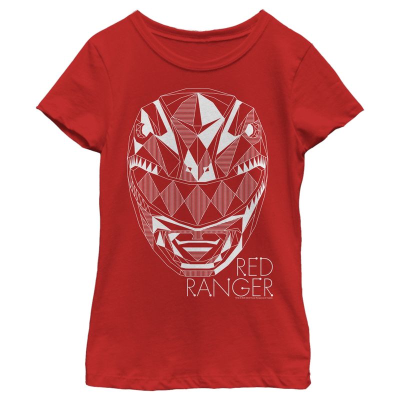Girl's Power Rangers Geometric Ranger Helmet T-Shirt, 1 of 5