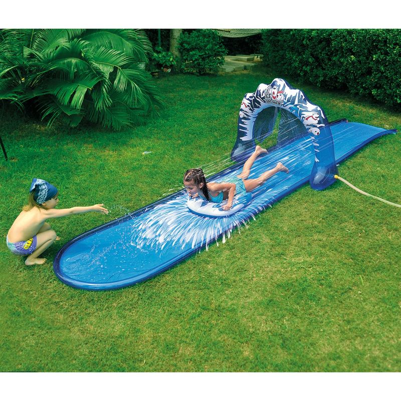 Jilong Outdoor Inflatable 16 Foot Slip and Slide Icebreaker Water Slide with Racing Raft and Water Sprayer for Ages 4 and Up, Blue, 4 of 5
