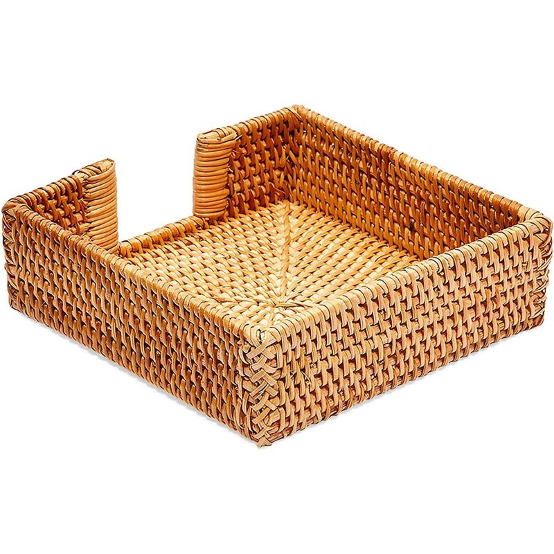 Farmlyn Creek Rattan Paper Napkin Holder for Tables, Kitchen & Home Decor, 7 x 7 x 2.34 in, 3 of 8