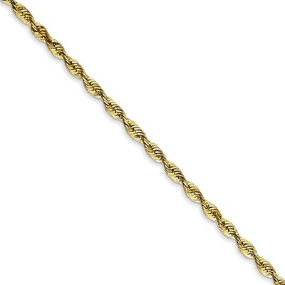 Black Bow Jewelry 2.25mm, 10k Yellow Gold Lightweight D/C Rope Chain Necklace
