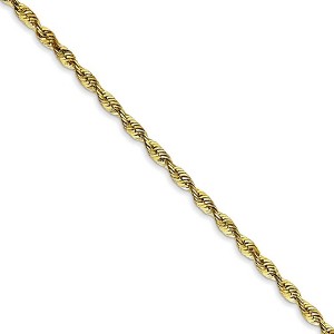 Black Bow Jewelry 2.25mm, 10k Yellow Gold Lightweight D/C Rope Chain Necklace - 1 of 4
