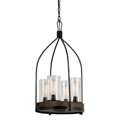 29.5" Metal/Wood Chardon Pendant Gray - Cal Lighting