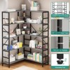 4 Tier L-Shaped Bookshelf, Industrial Bookcase with 4 Open Shelves&2 Curved Panels, Metal Display Shelf, Large Shelving Unit for Bedroom, Living Room - 4 of 4
