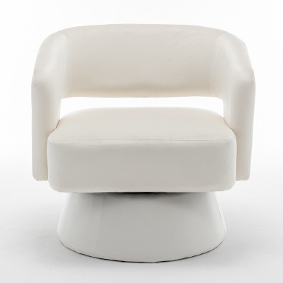 TIRAMISUBEST Swivel Barrel Chair, Velvet Accent Armchair 360 Degree Swivel Club Chair for Living Room Bedroom Reception Room