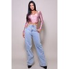Slickblue Cropped Corset Top for Women, Long Sleeves, Hook & Eye Front, Queen Anne Neck, Rosewood, Size S-L - 3 of 4