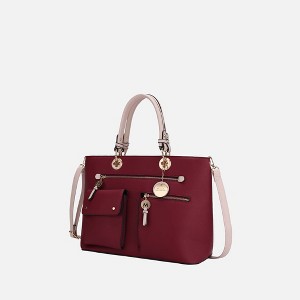 MKF Collection Julia Vegan Leather Color-block Women’s Satchel Bag by Mia k - 1 of 4