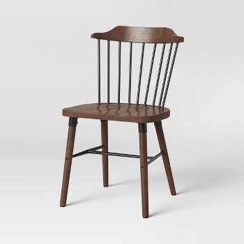 Delway Curved Back Mixed Material Dining Chair Walnut - Threshold™