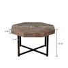 Sapphtopaz Octagonal Retro Splicing Farmhouse Coffee Table for Living Room, Modern Coffee Table with Cross Metal Legs, Wood Living Room Table - 4 of 4