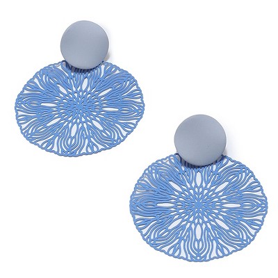 SOHI Women's Blue Filigree Drop Earrings