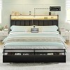 AMERLIFE LED Bed Frame with Drawers, 2-Tier Storage and Charging Station - 3 of 4