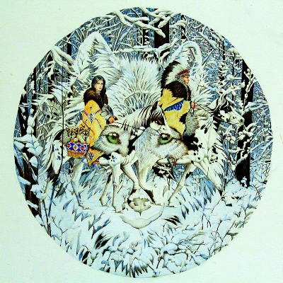 Sunsout Keeper of the Wolf 1000 pc Round  Jigsaw Puzzle 43001
