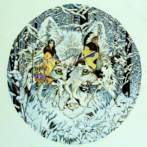 Sunsout Keeper of the Wolf 1000 pc Round  Jigsaw Puzzle 43001 - 1 of 4