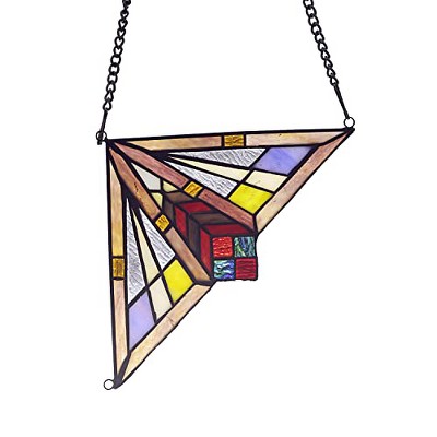 CHLOE Lighting CIENA Mission Tiffany-glass Window Panel 8 Wide