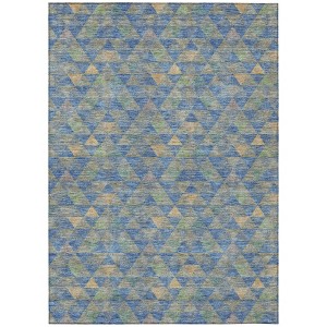 Sky Blue And Gray Geometric Washable Indoor Outdoor Area Rug - 1 of 4