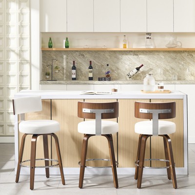 Bekrvio 26'' Counter Height Swivel Bar Stools, Faux Leather Upholstered