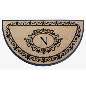 A1HC Natural Coir & Rubber Hand Flocked Large Monogrammed Thick Door Mat 36"x72" Entrance Doormats - 1 of 4