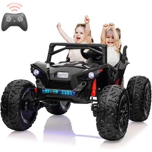24V 2 Seaters Kids Ride on UTV with Remote Control, 10Ah Battery,Extra Large EVA Wheels for Big Kids, 4WD Electric Vehicle Car,Music - 1 of 4