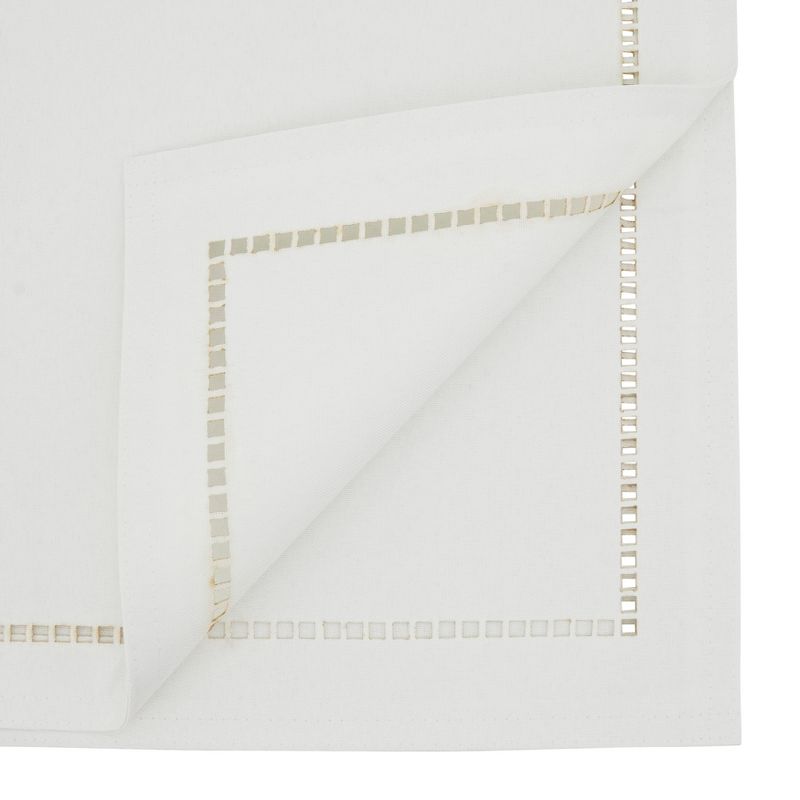 Saro Lifestyle Dining Table Runner With Laser-Cut Hemstitch Design, 2 of 5