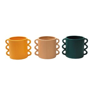 Transpac Ceramic Retro Mod Planter Set of 3 Spring Home Decorations - 1 of 1