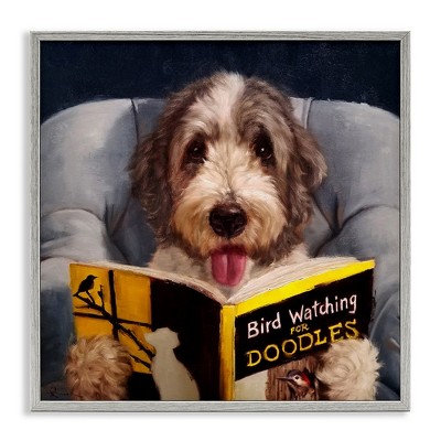 Stupell Industries Dog with Bird Watching Book, 24" x 24"