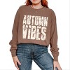 Autumn Vibes Block Distressed - Women's Garment Dyed Long Sleeve Graphic T-Shirt - 3 of 4