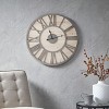 GlasFlength Wall Clocks Rustic Wood Timepiece Roman Numeral Elegant Simple Design for Modern Living Spaces, Beige, 23.6"*1.77"*23.6" - 2 of 4