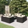 vidaXL Patio Lounge Set Outdoor Sectional Sofa Set Table Garden Poly Rattan - Black and Cream 8x Corner + Table - 2 of 4