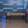ALEXOUN Black Metal Bed Frame Gaming Loft Bed with Desk and Woven Rattan Guard Rails,Hanging Storage Compartment,for Apartments - 2 of 4