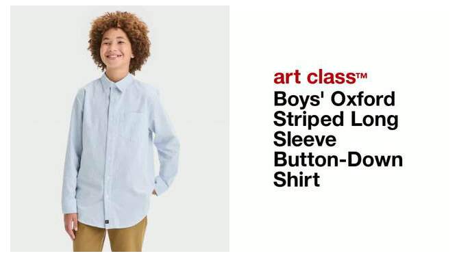 Boys' Oxford Striped Long Sleeve Button-Down Shirt - art class™, 2 of 5, play video