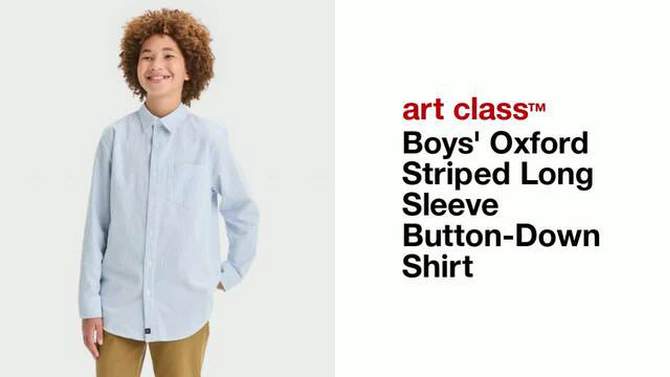 Boys' Oxford Striped Long Sleeve Button-Down Shirt - art class™, 2 of 5, play video