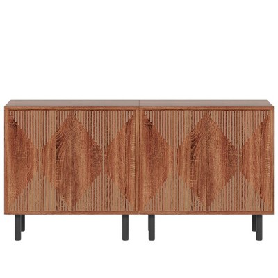 Resenkos Sideboard Buffet, Kitchen Storage Cabinet,Modern Sideboard Buffet, 59" Wood Storage Cabinet with Doors,Walnut Brown