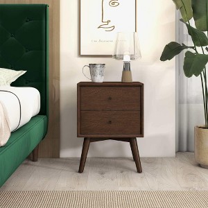 NicBex 17.7 inch Nightstand with 2 Drawers,Modern Side Table with Storage Space and Wood Legs,Bedside Table for Bedroom,Living Room,Brown - 1 of 4