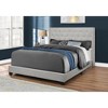 Monarch Specialties Bed Queen Size Platform Bedroom Frame Upholstered Velvet Wood Legs Grey Transitional - 2 of 4