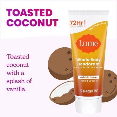 Lume Whole Body Women&#8217;s Deodorant - Invisible Cream Tube - Aluminum Free - Toasted Coconut Scent - 2.2oz_5