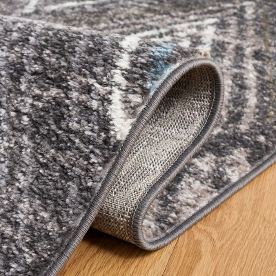 Gray Synthetic 95" Easy-Care Hand-Knotted Area Rug