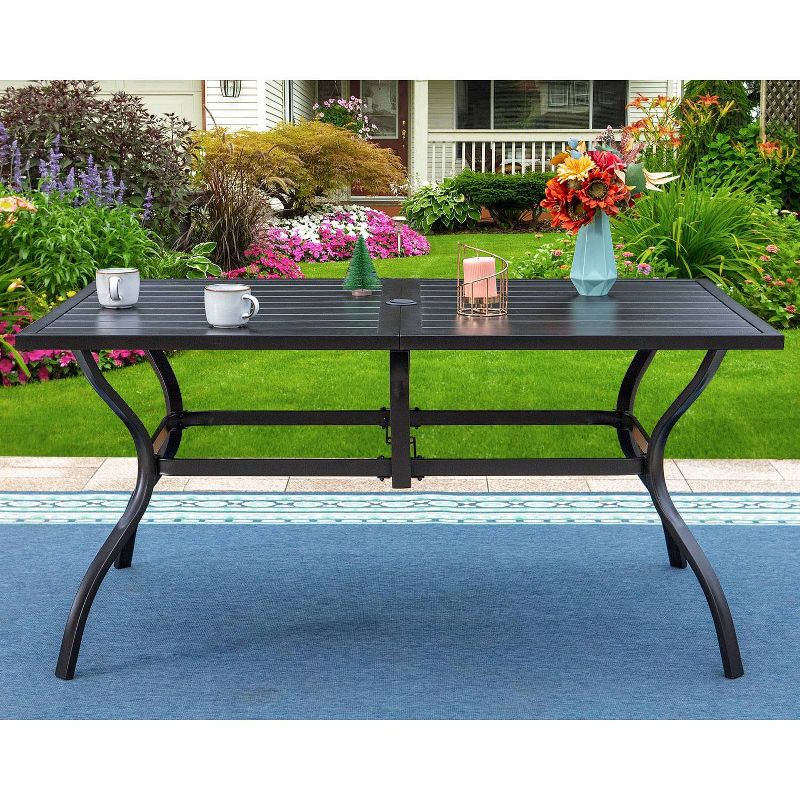 Outdoor Rectangle Steel Dining Table - Black - Captiva Designs, 3 of 10