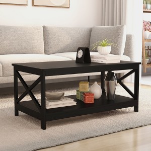 Oxford E1 MDF Coffee Table with UV Painted Surface, X-Shaped Legs and Easy Assembly - 1 of 4